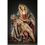 A large Pieta in polychrome wood, 15th - 16th century (90x55cm)