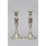 A pair of silver Louis-Philippe candlesticks, Liege 19th century (h31cm) (weight 770gr)