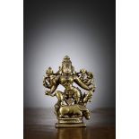 Indian statue in bronze 'Durga', 18th - 19th century (h10.5cm)