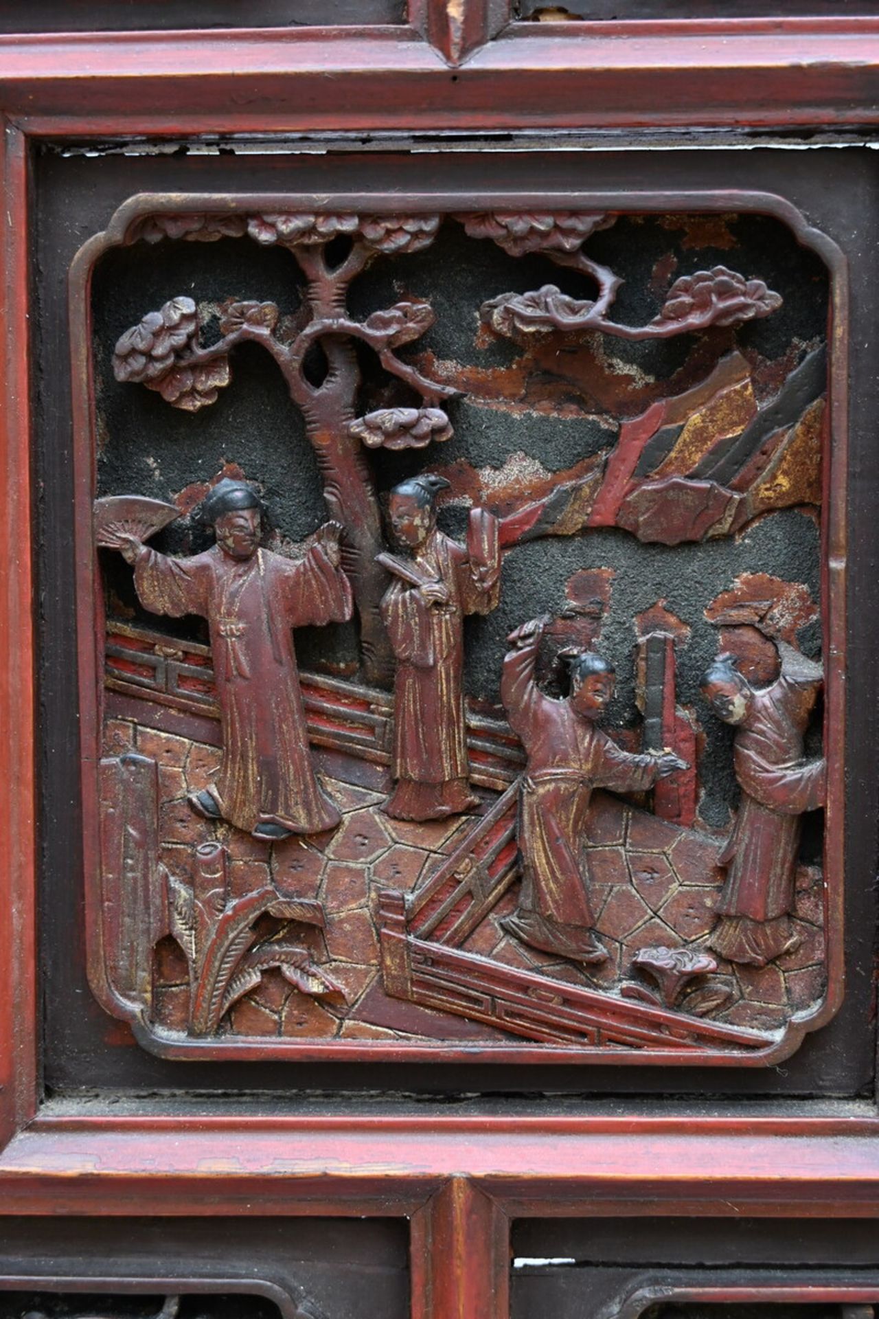 Decorative screen in red lacquer, China (135x60cm) - Bild 4 aus 4