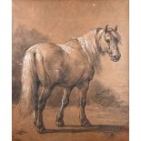 EugËne Verboeckhoven (studio stamp): colored drawing 'horse'(54x45cm) (*)