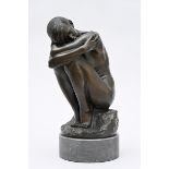 IrÈnÈe Duriez: bronze sculpture 'sitting nude' (h41cm)