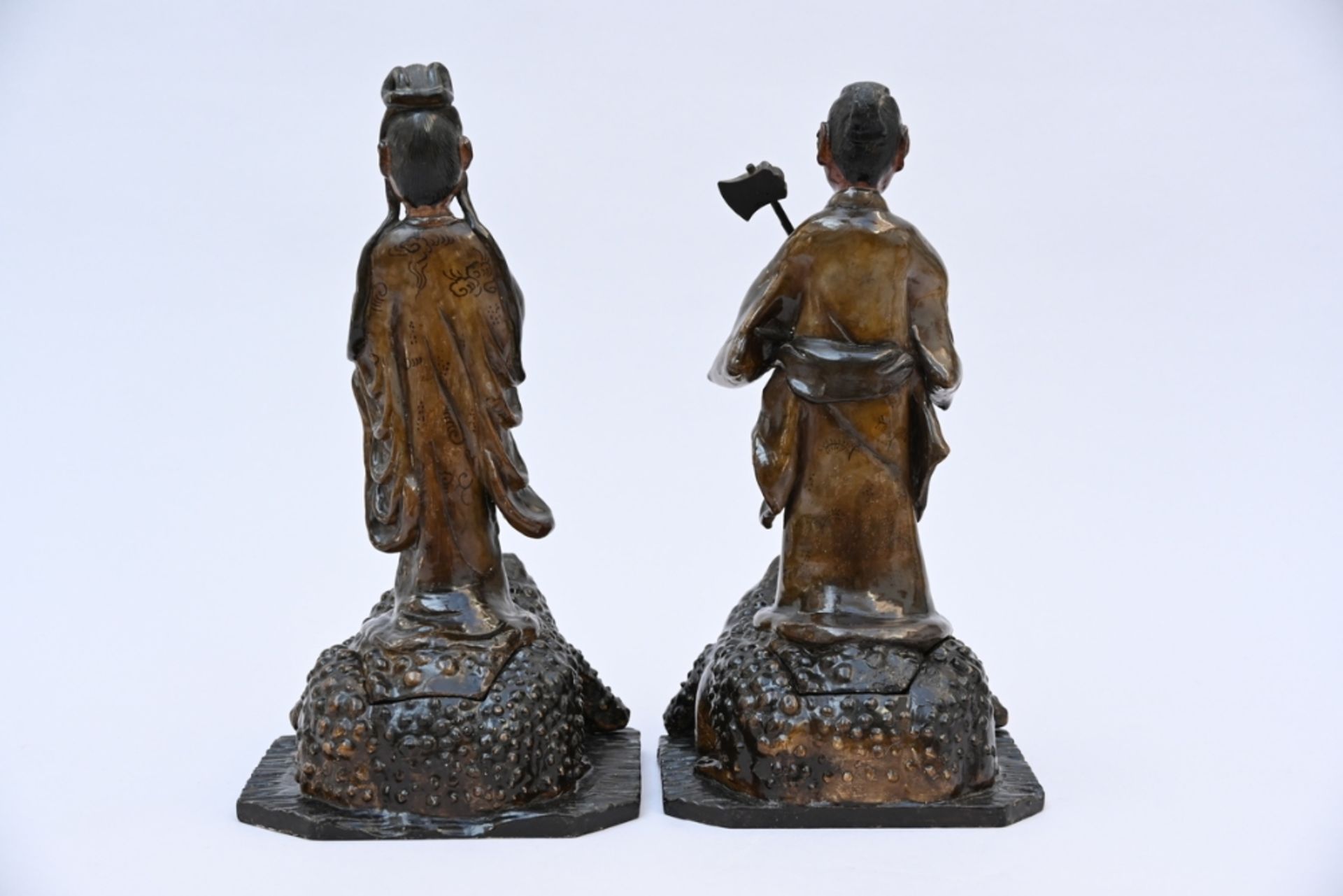 A pair of Japanese paper mache figures (h40cm) (*) - Image 3 of 4