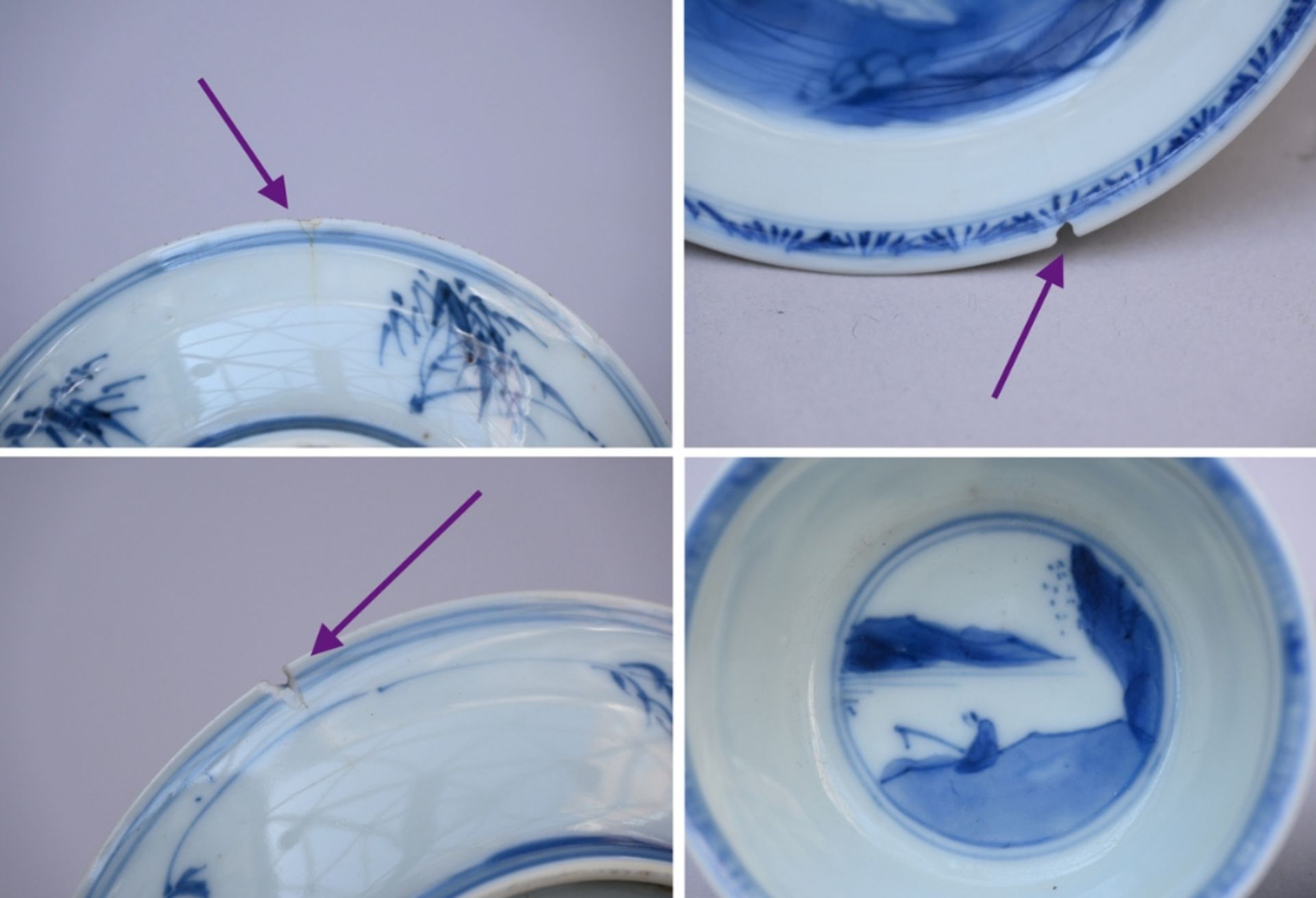 A pair of cups and saucers in Chinese blue and white porcelain, Kangxi period (h4.5 dia7cm) (dia - Bild 4 aus 4