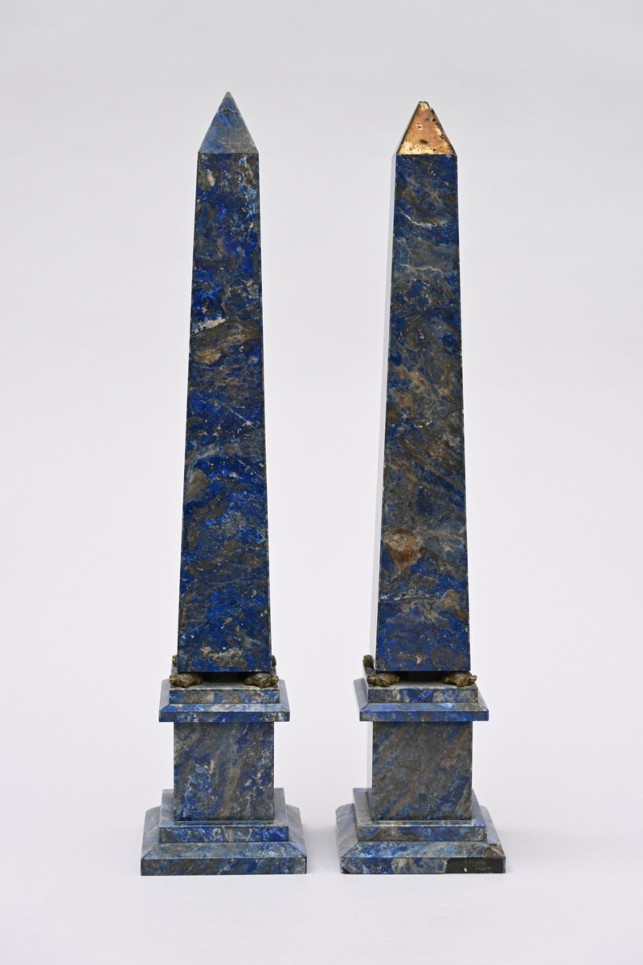 Pair of lapis lazuli obelisks (h49cm) (*) - Image 2 of 6