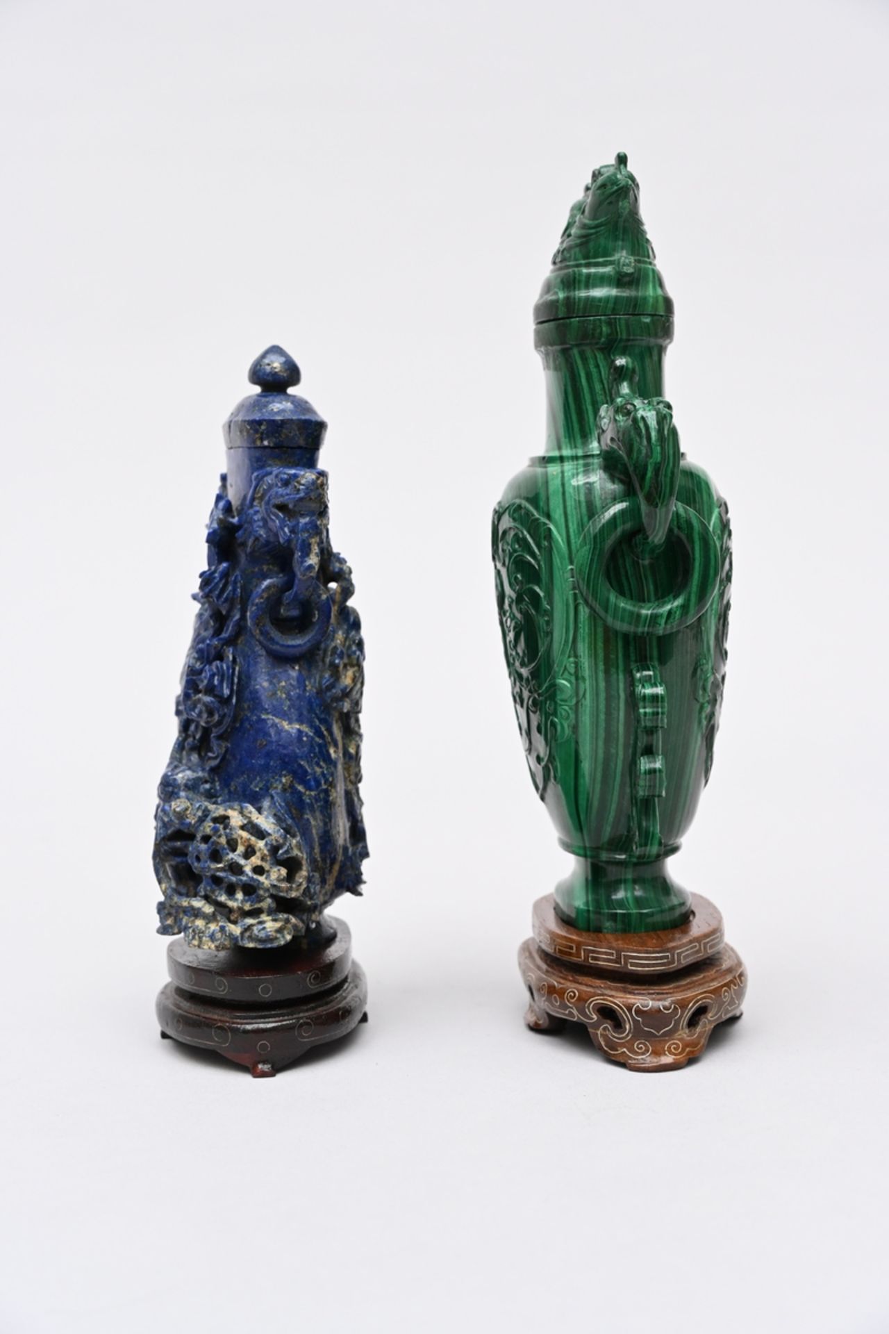 Chinese lapis lazuli vase and malachite vase (h16.5 - 18.5cm) (*) - Bild 2 aus 6