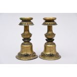 A pair of Nepalese oil lamps in bronze (h28.5) (*)