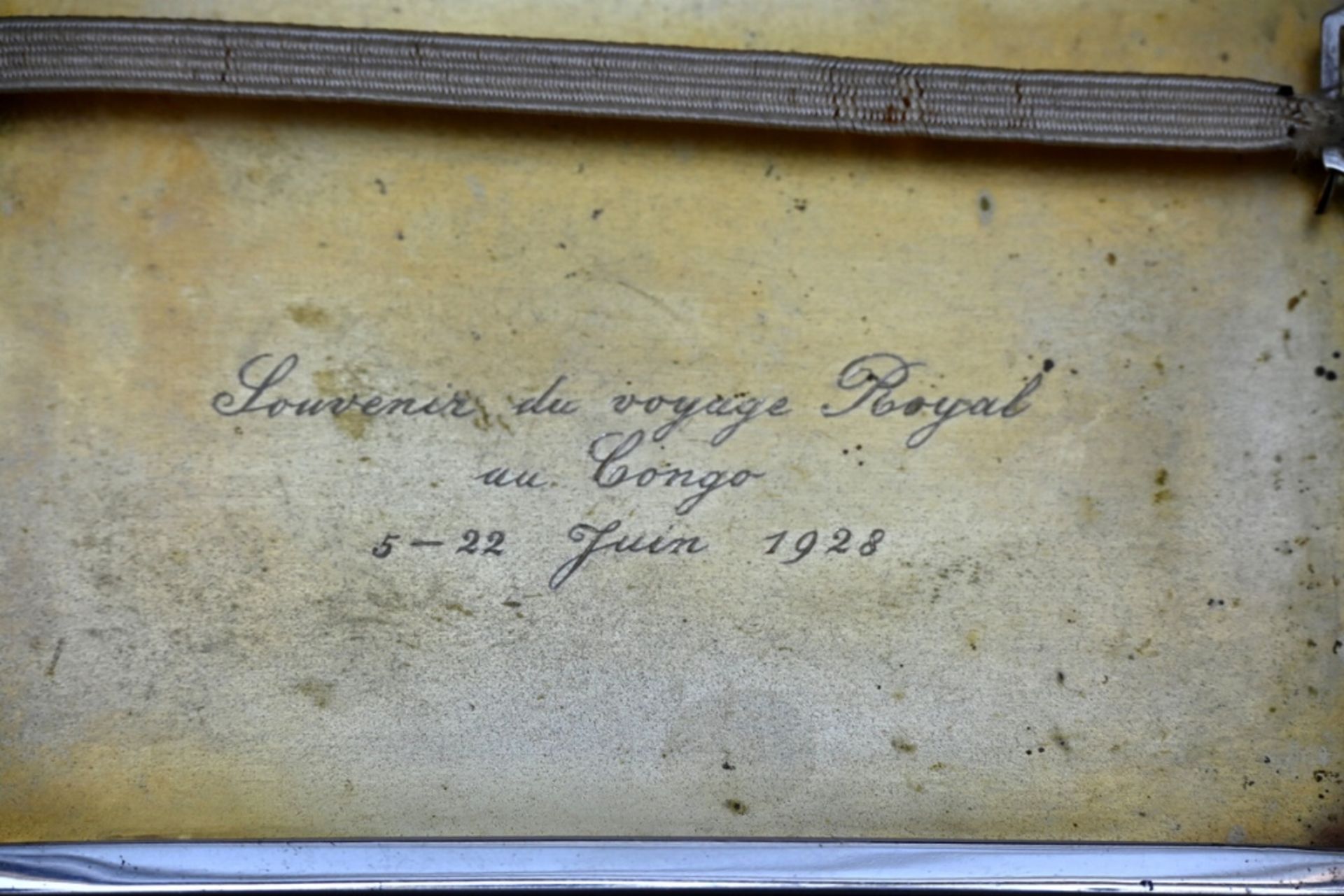 Silver cigarette case with engraving of King Albert I 'Souvenir du voyage Royal au Congo 1928' ( - Bild 5 aus 7