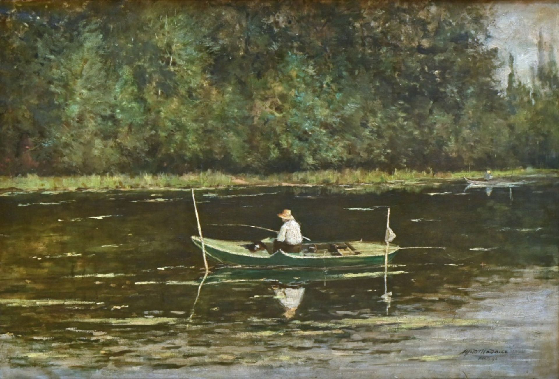 Alfred Madoux: painting (o/c) 'the fisherman' (77x111cm)