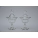Pair of Louis Philippe drageoirs in crystal (h30cm) (*)