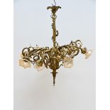 Bronze Louis XV style chandelier with glass shades (h106 dia80cm) (*)