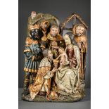 Retable in polychrome wood 'adoration of the Magi', 16th century (58x42cm)