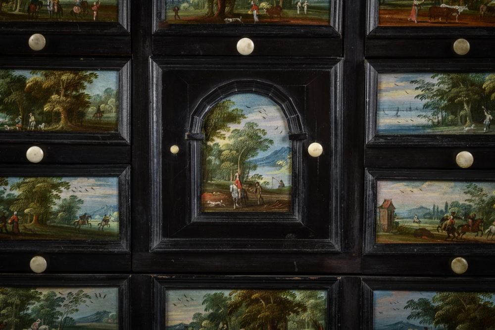 Antwerp cabinet with painted panels attributed to Jasper van der Lanen, 17th century ( - Image 6 of 7