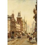 Gustave Walckiers: painting (o/p) 'city view' (52x35cm)