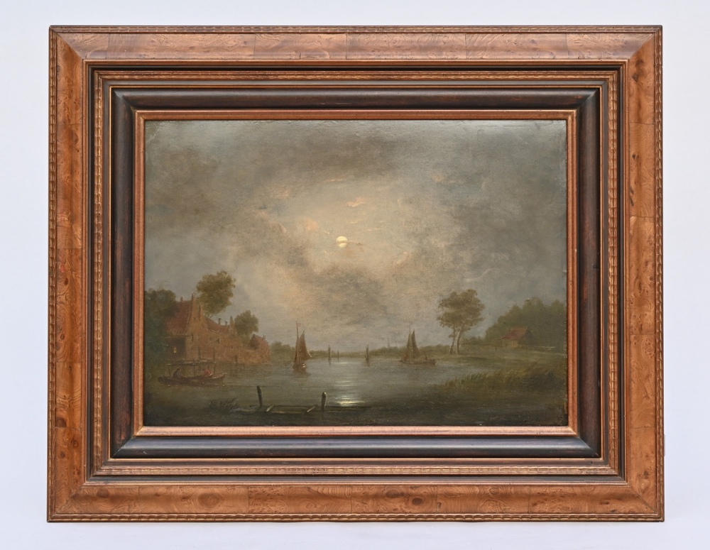 Anonymous (follower of Van Der Neer): painting (o/copper) 'approaching storm' (34.5x47.5cm) - Image 2 of 4