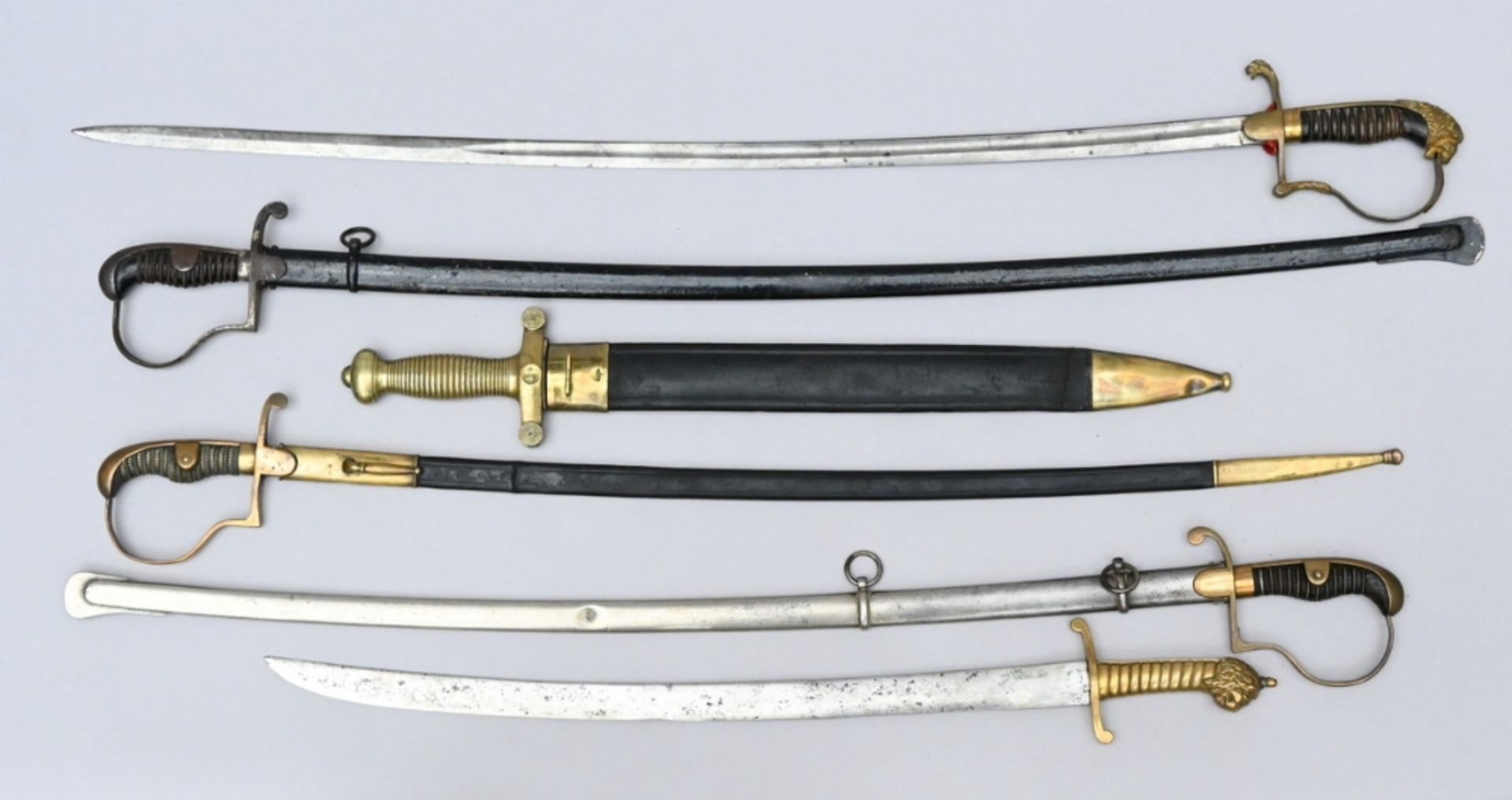 Six sabers: period 1870 - 1918 (length between 66 and 103cm)