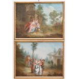 Anonymous (18th century): a pair of paintings (o/c) 'les fÍtes galantes' (incl frame 63x82cm)