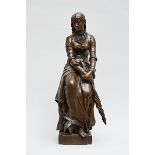 EugËne Marioton: bronze statue 'weaver' (h63cm)
