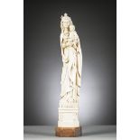 A large Gothic Revival sculpture of the 'Virgin and Child' in ivory, 19th century (h63cm) (incl.