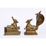 Two Indian bronze statues 'Holy Cow', 19th century (h13x11x8.5cm)