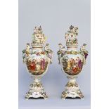 A pair of vases in Dresden porcelain 'mythological scenes' (h83cm) (*)