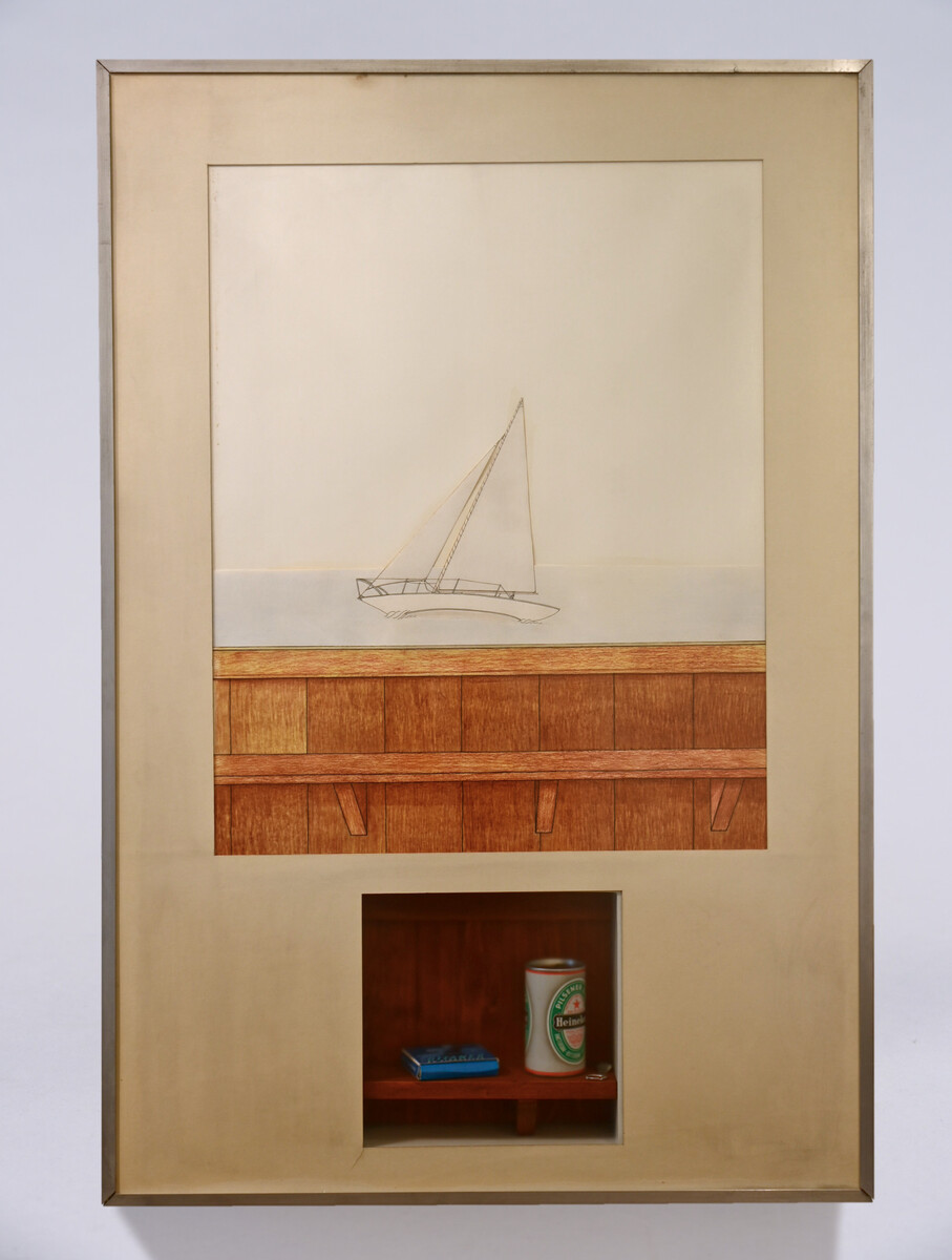 Jeroen Henneman 1971: mixed media 'sailing yacht' (119x79x9cm)
