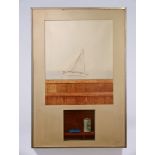 Jeroen Henneman 1971: mixed media 'sailing yacht' (119x79x9cm)