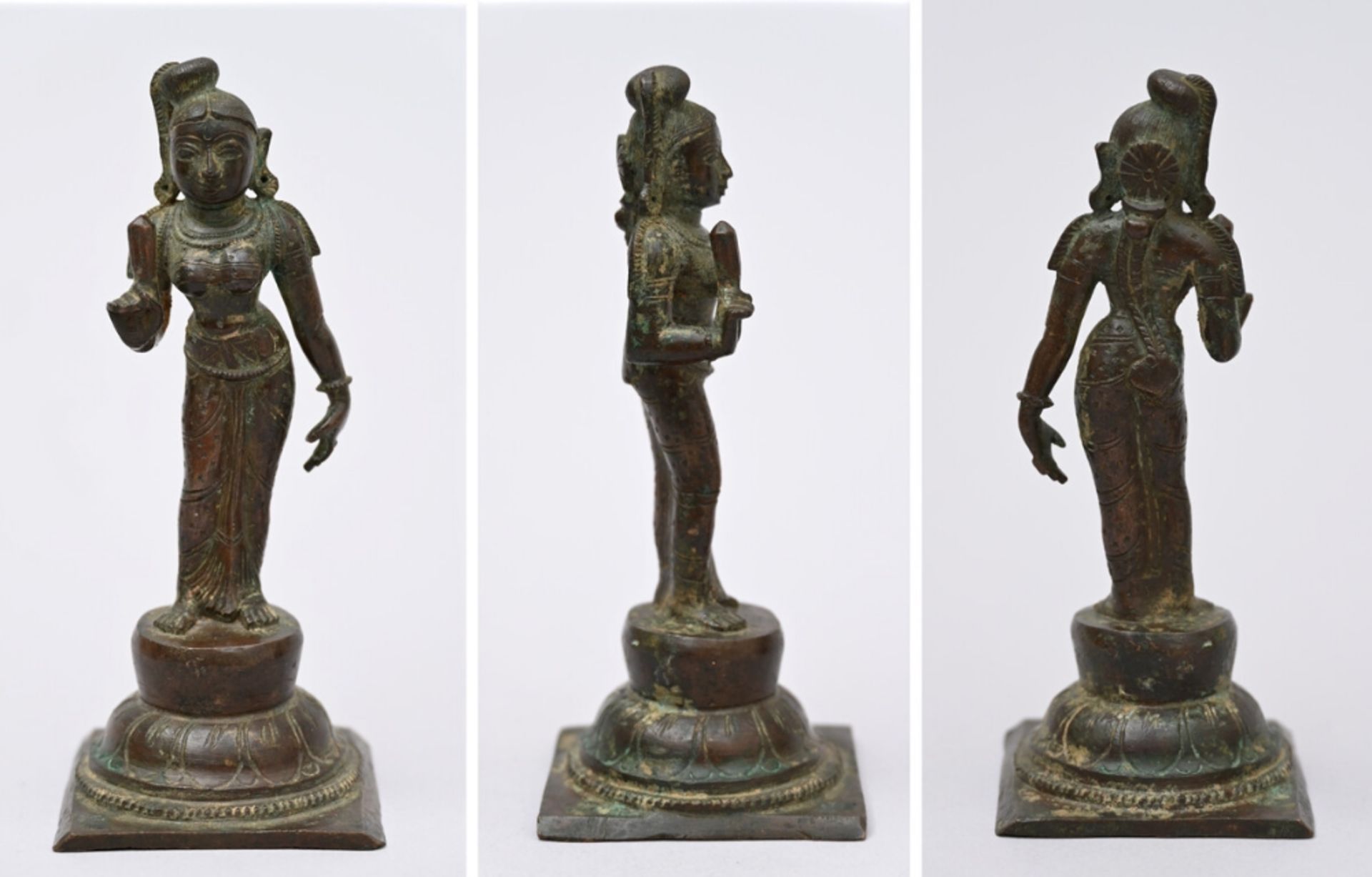 Triad of bronze sculptures with 'Krishna', India (h13 - 17cm) - Bild 5 aus 5