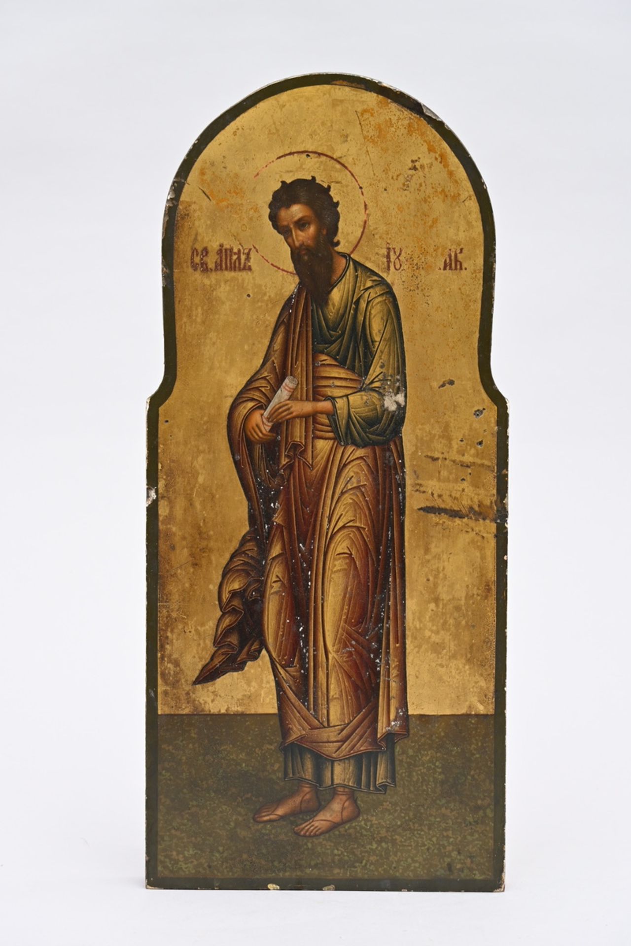 Russian icon 'evangelist' (52.5x23.5cm) (*)