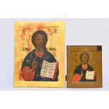 Two Russian icons 'Christ' (31x26.5cm) (49x38cm)