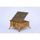 A Gothic Revival Bible stand in copper with enamel (17x32x28cm)