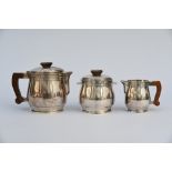 Boulenger: three-piece Art Deco coffee set in solid silver (h24cm) (total weight 1149 grammes)