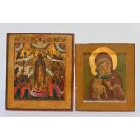 Two Russian icons 'Madonna with child' (31x27cm) (35.5x31cm)