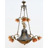 Empire style chandelier, with putti and alabaster coupe (h103 dia66cm)