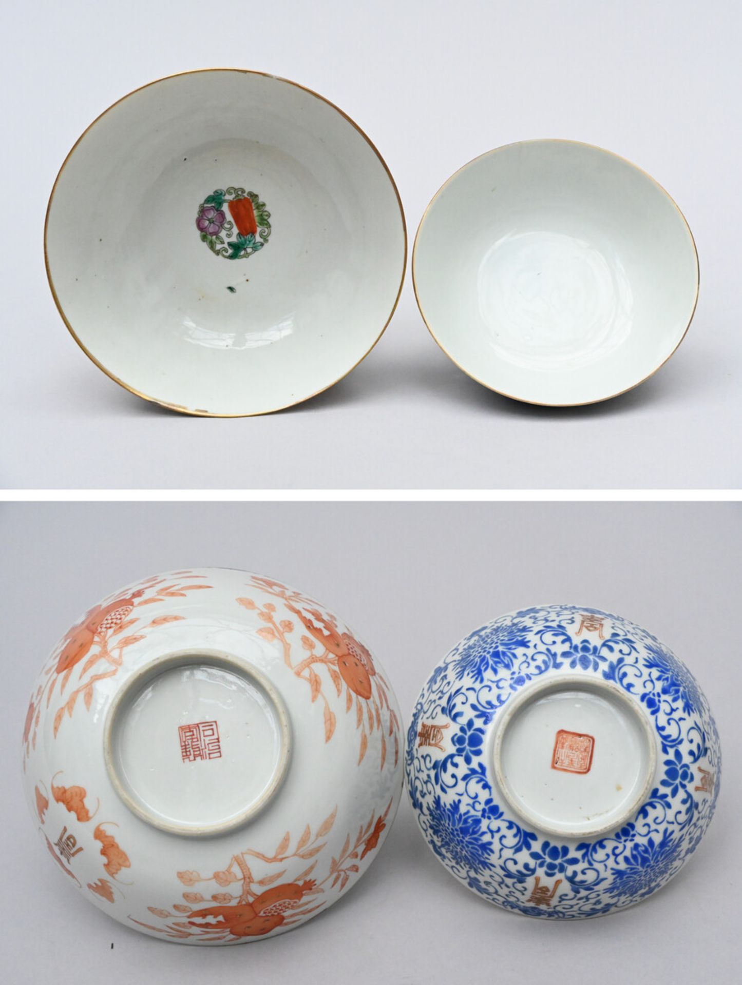 Lot: two Chinese porcelain bowls and a dish (dia26cm) (h7.50x19cm) (h6.50x15.50cm) (*) - Image 3 of 4