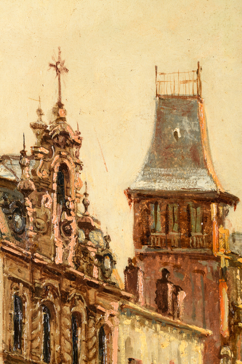 Gustave Walckiers: painting (o/p) 'city view' (52x35cm) - Image 5 of 6