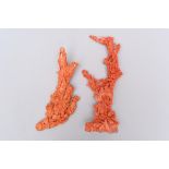 Two coral sculptures 'ladies' and 'branches' (h 23.5cm - 25.5cm) (*)