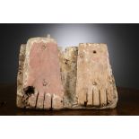 Egyptian fragment in painted wood: foot of coffin (6x26x25cm)