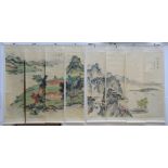 Series of 8 hanging scrolls 'landscape', China (167x50cm)