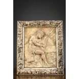 Alabaster carved relief 'Christ on the cold stone', 17th century (24x19cm) (*)