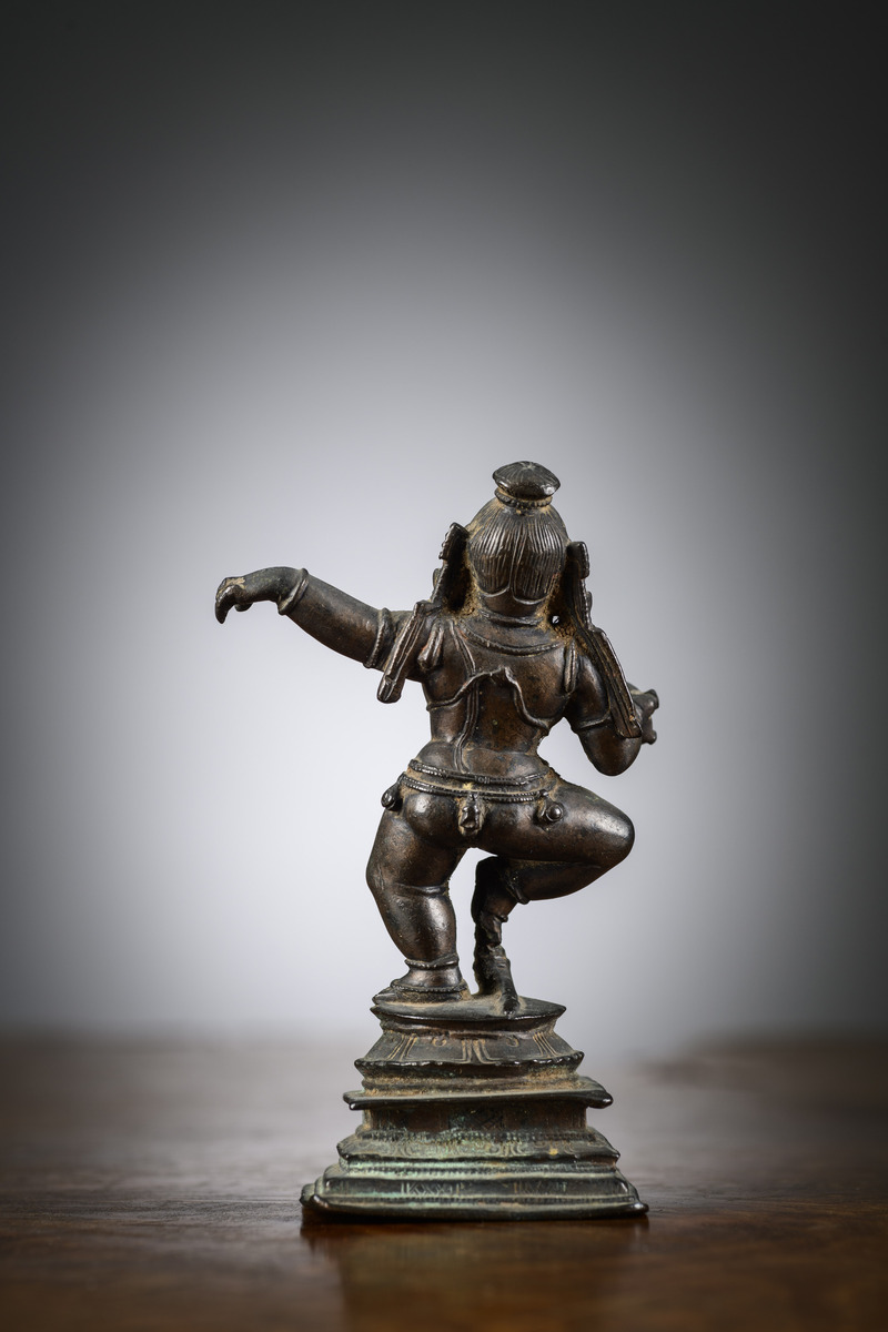 Indian statue 'dancing Krishna', 17th - 18th century (h11cm) - Image 3 of 5