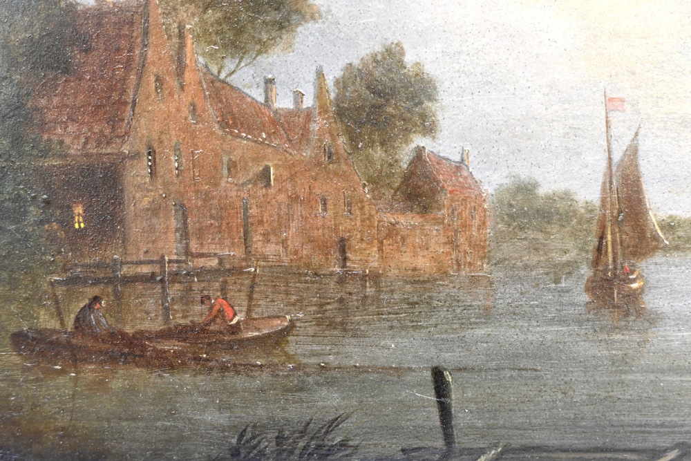 Anonymous (follower of Van Der Neer): painting (o/copper) 'approaching storm' (34.5x47.5cm) - Image 4 of 4