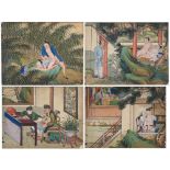 Four Chinese erotic paintings (h23.5x30cm)