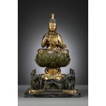 Japanese statue in lacquered wood 'Bodhisattva', Edo period (h40.5cm)