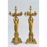 A pair of Gothic Revival bronze candlesticks 'angels' (h 47cm) (*)