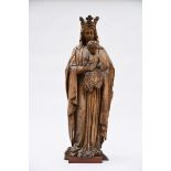 Madonna with child in carved wood, France (h 104cm) (*)