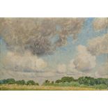 Emile Claus: painting (o/d) 'landscape with clouds' (26x37cm)