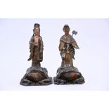 A pair of Japanese paper mache figures (h40cm) (*)