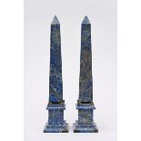 Pair of lapis lazuli obelisks (h49cm) (*)
