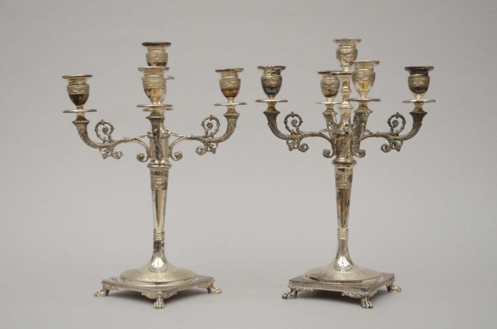 A pair of silver five-armed candlesticks (44x24cm) (weight 3500gr) - Image 2 of 5